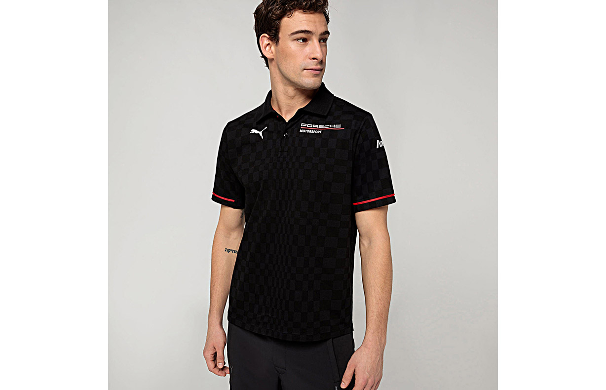 Porsche Motorsport Polo ブラック Porsche Motorsport Men's Fanwear Polo Shirt- Black – CMC